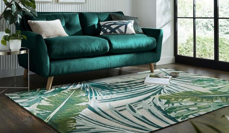 Jungle Palm Chenille Rug Jungle Palm Cream By Dunelm