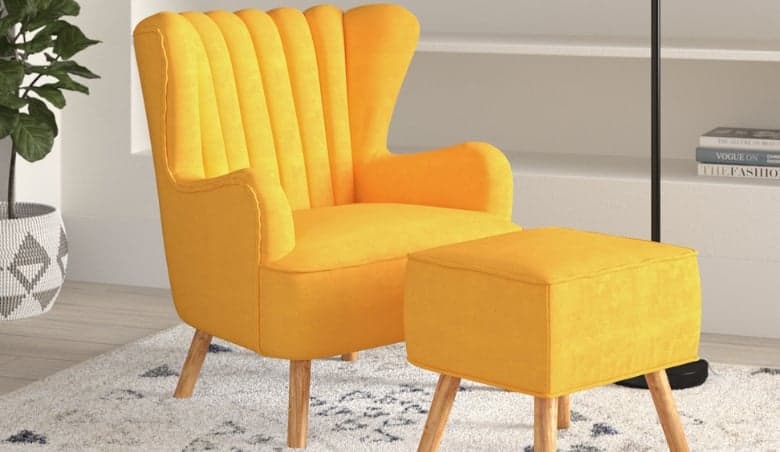 Adelbert Wingback Chair and Footstool By Wayfair
