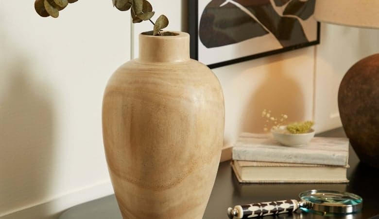 Tall Wooden 30cm Vase NaturalBy Dunelm