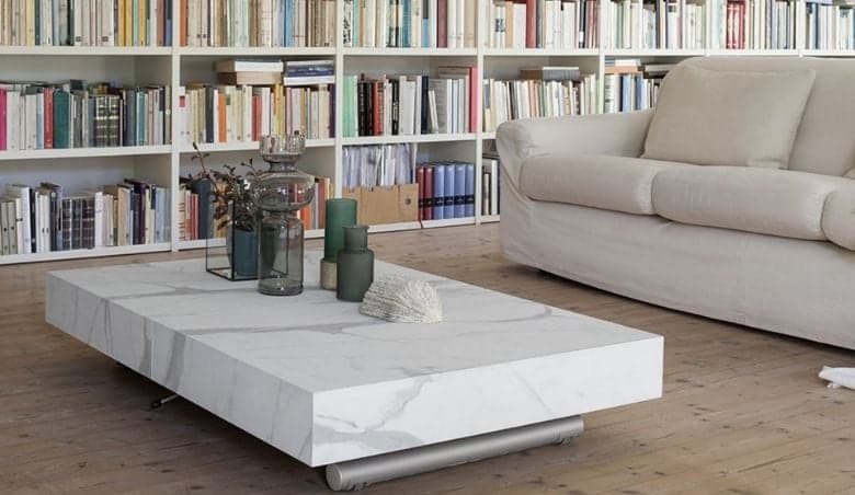 Barbican Convertible Coffee - Dining Table, Marble Effect by Pepper Sq via uFurnish.com