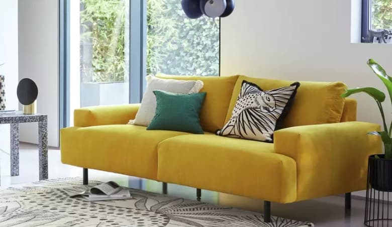 Habitat Julien 3 Seater Fabric Sofa - Yellow By Habitat