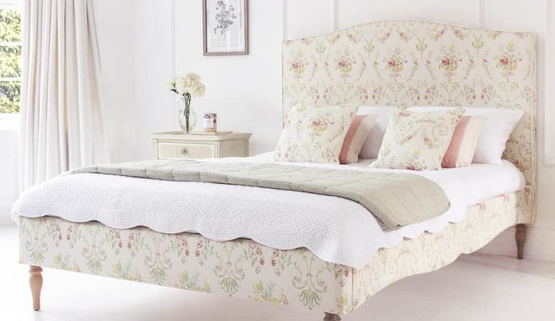 Windsor Garden Floral Upholstered Bed (King Size Bed) By French Bedroom