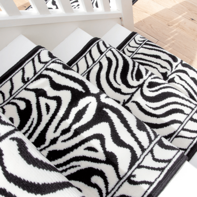 Black u0026 White Animal Print Stair Carpet Runner - Cut to Measure by Kukoon
