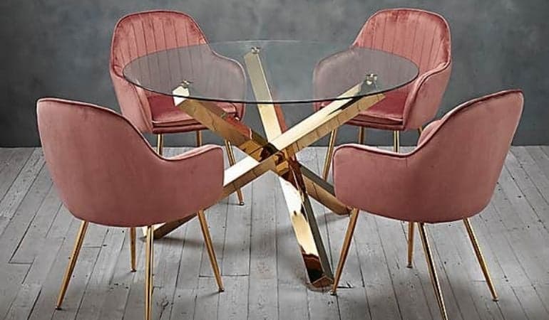 Laila 4 Seater Dining Set - Pink Pink By Dunelm