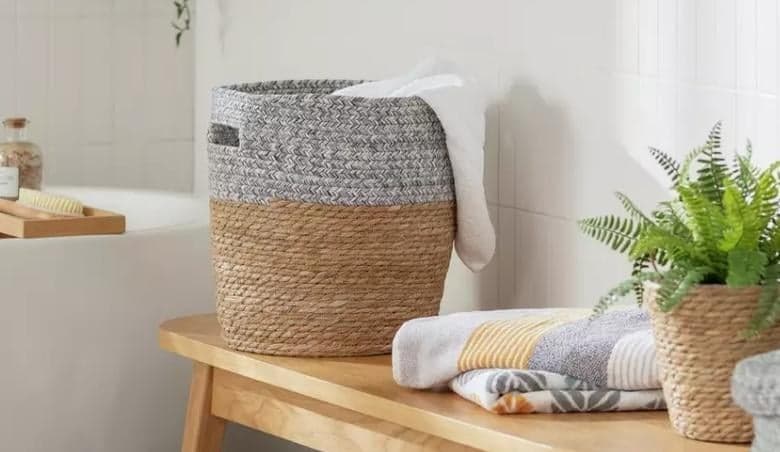 Habitat 2 Tone Woven Rush Storage Basket By Habitat