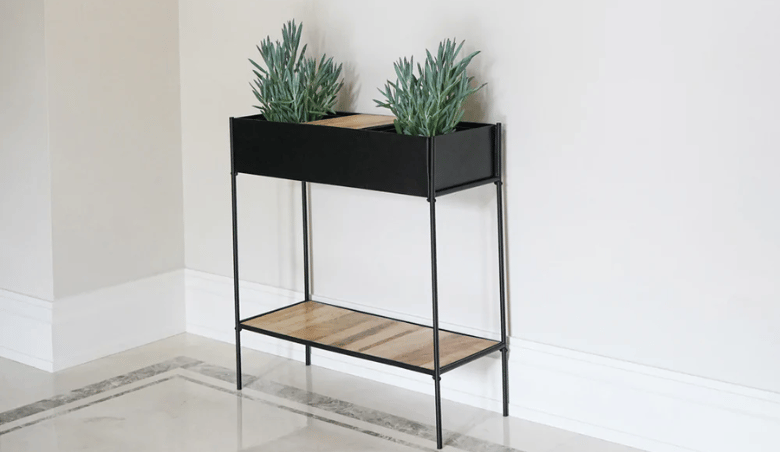 Ivyline Indoor Kensington Metal Planter Stand in Black By Olivias