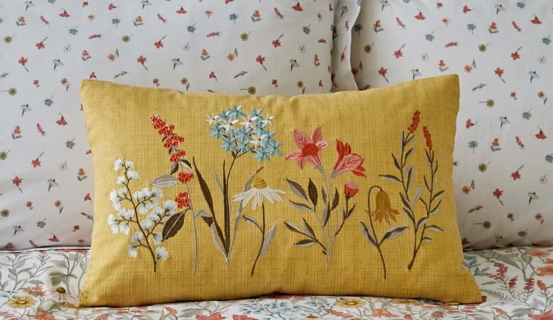 Meadow Ditsy Yellow Cushion Yellow By Dunelm