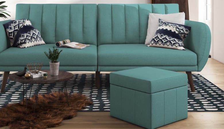 Brittany Linen Sofa Bed Blue By Dunelm