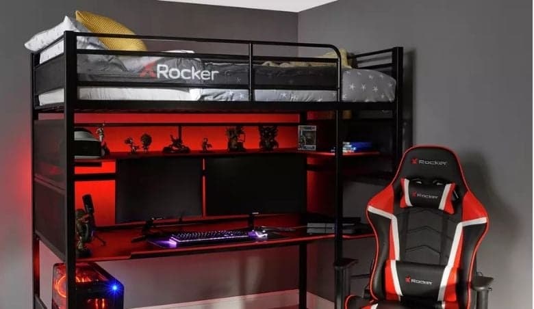 X Rocker Battle Bunk Gaming Bed with XL Gaming Desk - Black by Argos