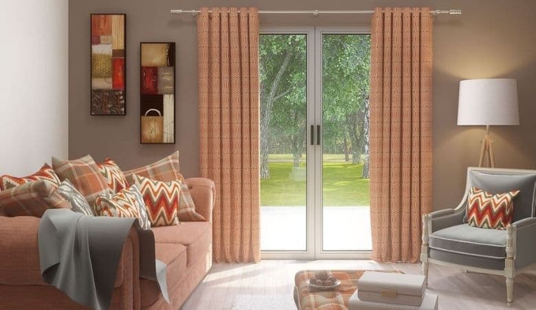 Colorado Geometric Burnt Orange Curtains by McAlister Textiles