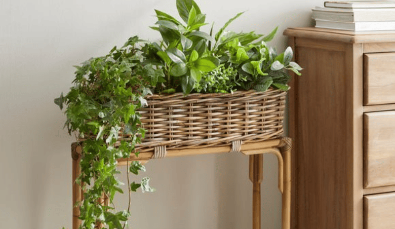 Natural Rattan Planter Box Grey By Dunelm