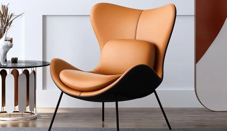 Orange u0026 Black PU Leather Upholstered Accent Chair by Homary