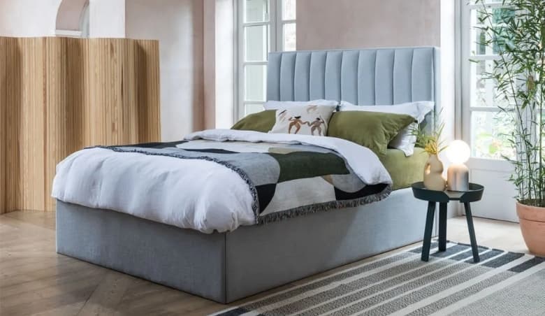 Retta Headboard King Smart Luxe Velvet Airforce Blue By Heal's