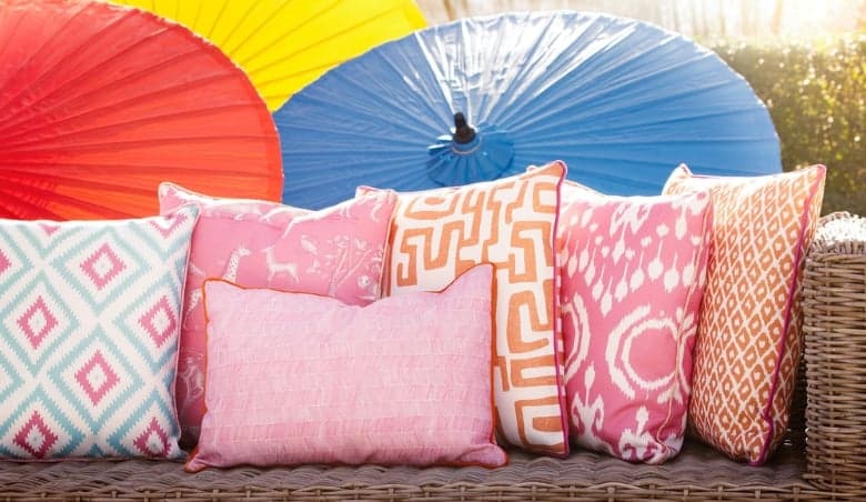 Delta Tropic Outdoor, Hollowfibre, Outdoor Cushion Herringbone by Andrew Martin