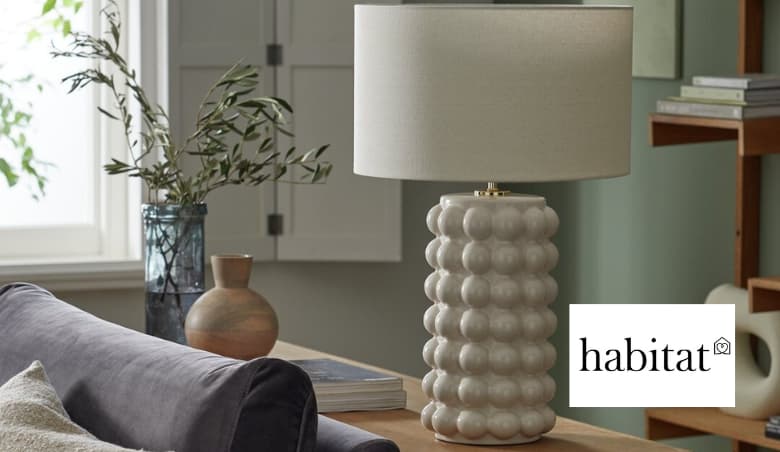 Bobble 61cm Ceramic Table Lamp - Cream by Habitat
