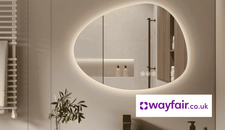 asymmetrical LED bathroom mirror with touch switch by Wayfair