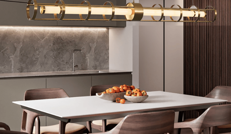 Modern Gold Cyclinder Kitchen Island Pendant Light by Homary