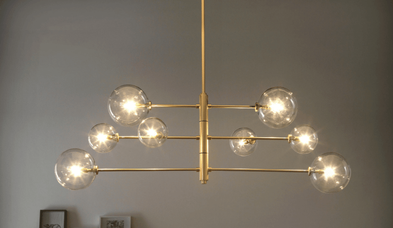Ari 8 Globe Pendant Light, Brass Frame by Pepper Sq