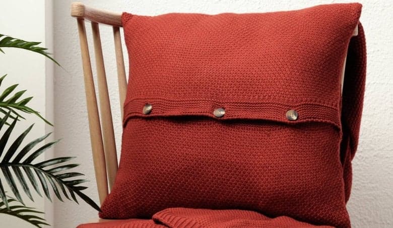 Benjamin Set of 2 Waffle Knitted Cushion Covers, Red By Sazy.jpg