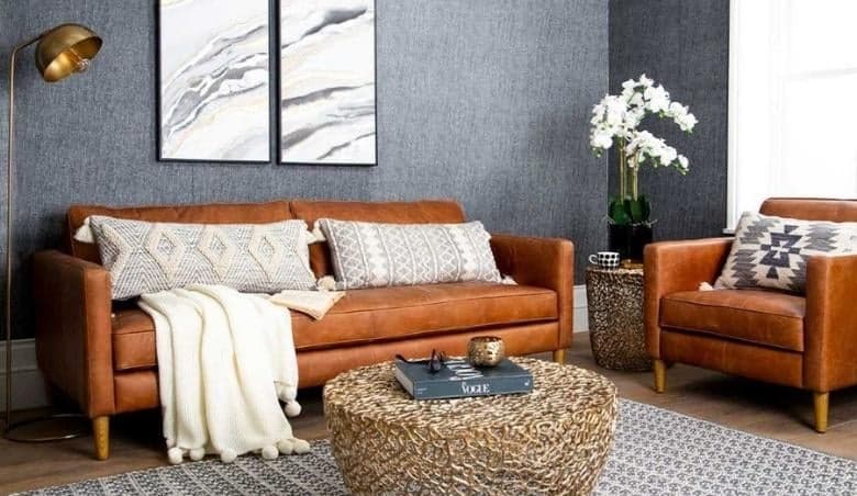 Citadel Leather Sofa in Vintage Brown by Perch u0026 Parrow