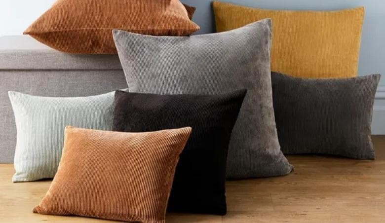 Corduroy Rectangular Cushion Brown by Dunelm
