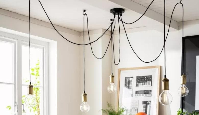 Nyos Spider 5 Light Chandelier - Black u0026 Brass by Habitat