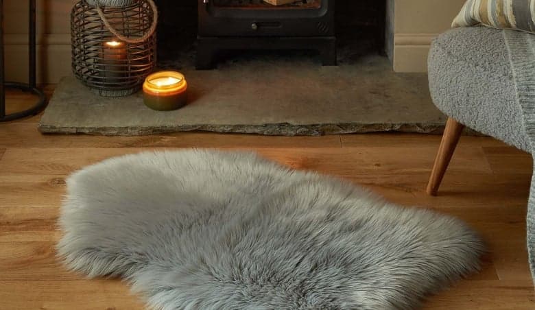 Tipped Faux Fur Pelt Rug Grey By Dunelm