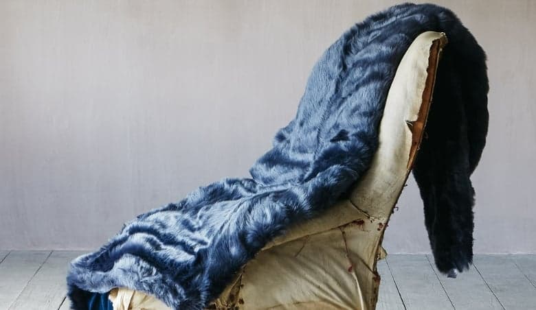 Midnight Blue Faux Fur Throw by Graham u0026 Green