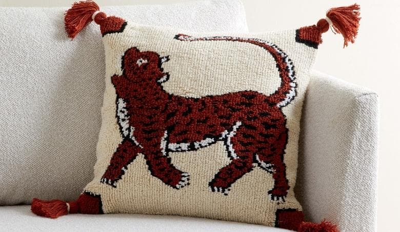 Tufted Tiger Cushion Brown by Dunelm