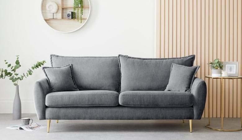 Edna Upholstered Velvet 3 Seater Sofa in Charcoal by Furniturebox