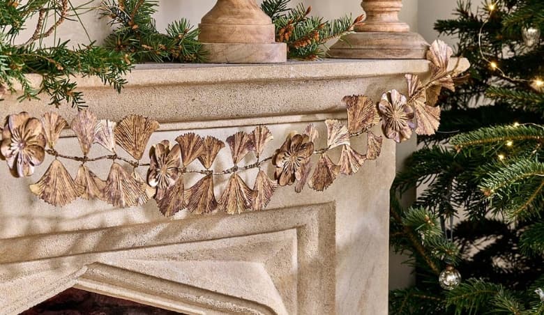 Khamila Leaf Garland Antique Brass By Nkuku