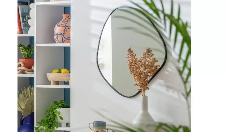 Asymmetric Wall Mirror - Black - 60x59cm by Habitat
