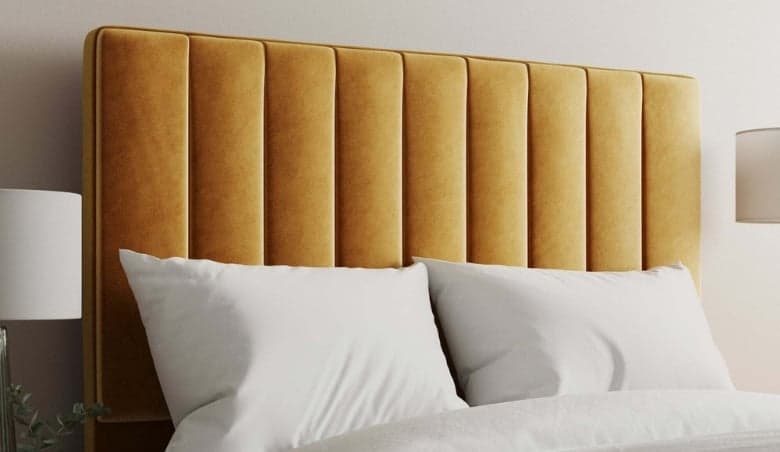 Velvet Vertical Stripe Headboard Yellow by Dunelm