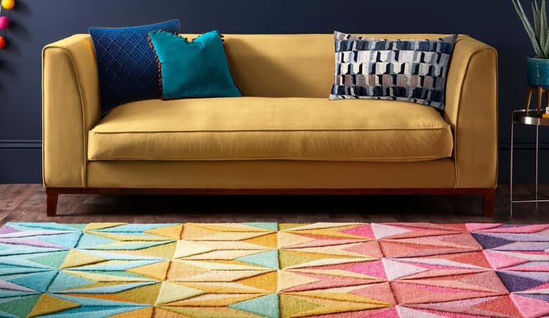 Reverie Rug Pink Yellow By Dunelm