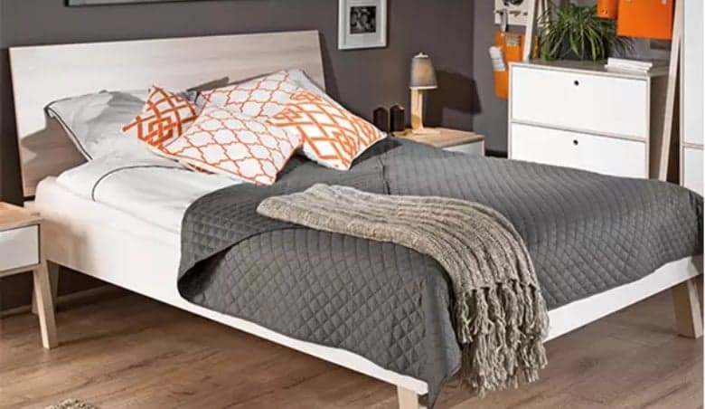 Vox Spot Bed in White u0026 Acacia - Double by Cuckooland