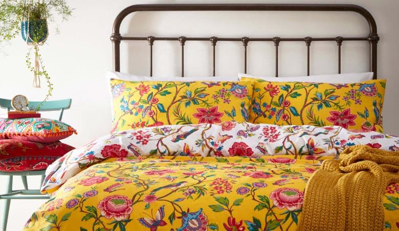 furn. Pomelo Yellow Reversible Duvet Cover and Pillowcase Set Yellow by Dunelm