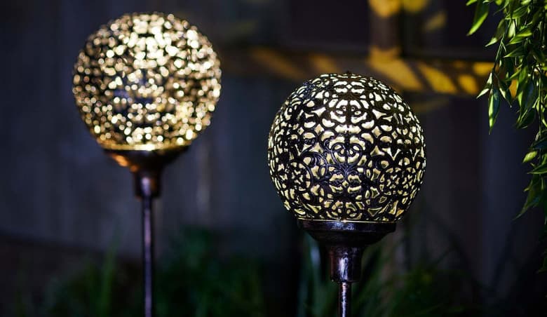2 Moroccan Ball Solar Stake Lights By Lights4fun
