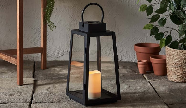 Eliza Trapeze Black Solar Lantern By Lights4fun
