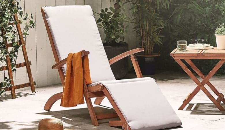 Grey Sun Lounger Steamer Chair With Cushion By VonHaus