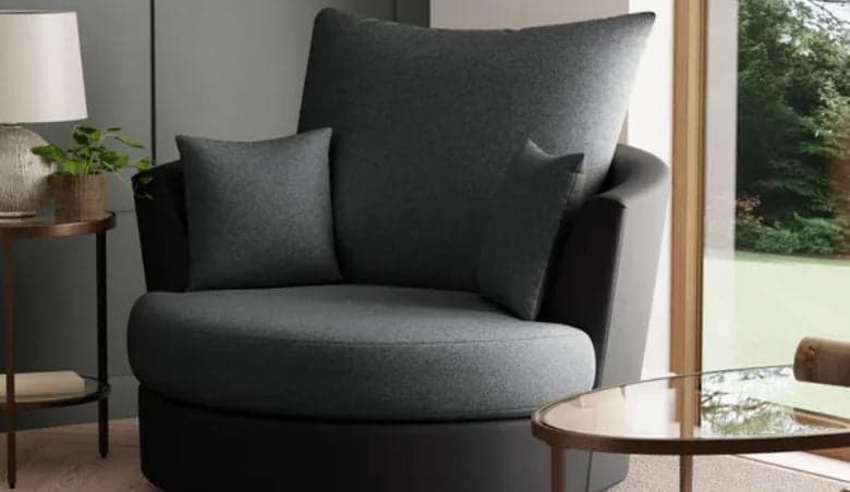 Blake Soft Faux Leather Combo Swivel Chair Grey By Dunelm