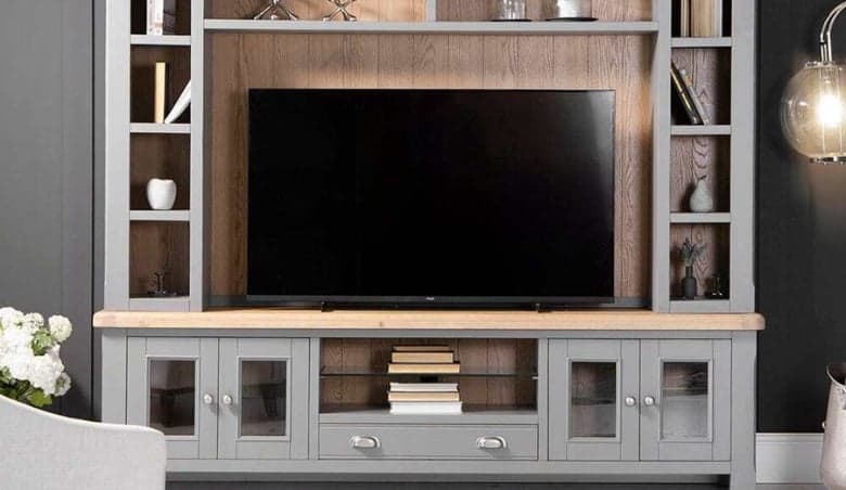 Dorset Storm Grey Painted Oak TV Storage Unit By Chiltern Oak Furniture