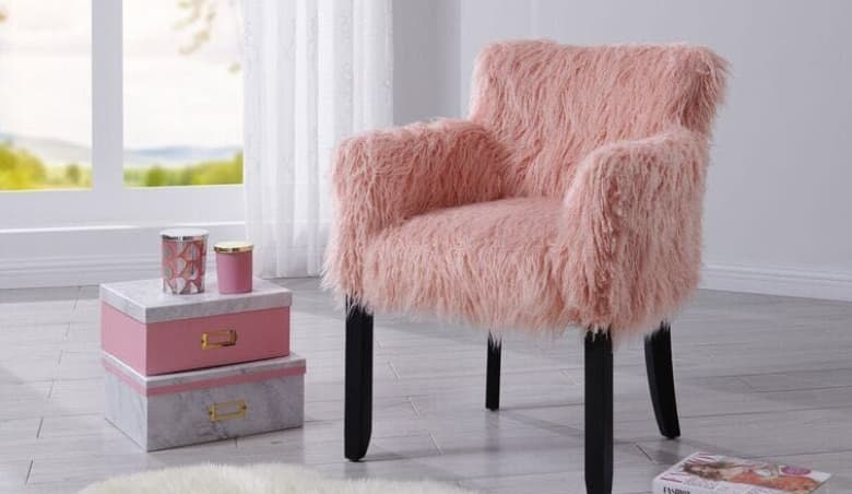 Faux Sheepskin Tub Chair Pink By chicmyroom