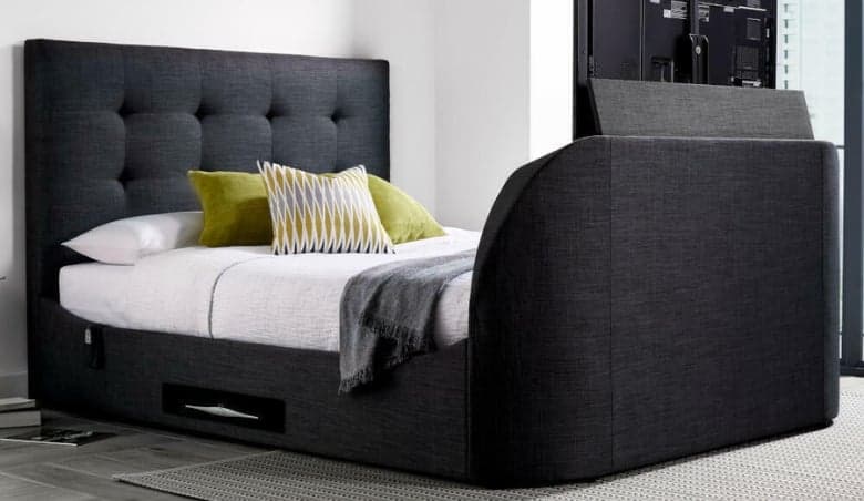 Lannister - Super King Size - Electric TV Bed - Dark Grey - Fabric - 6ft By Happy Beds