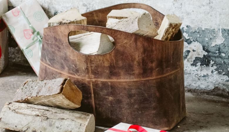 Leather Log u0026 Magazine Basket By Scaramanga Vintage