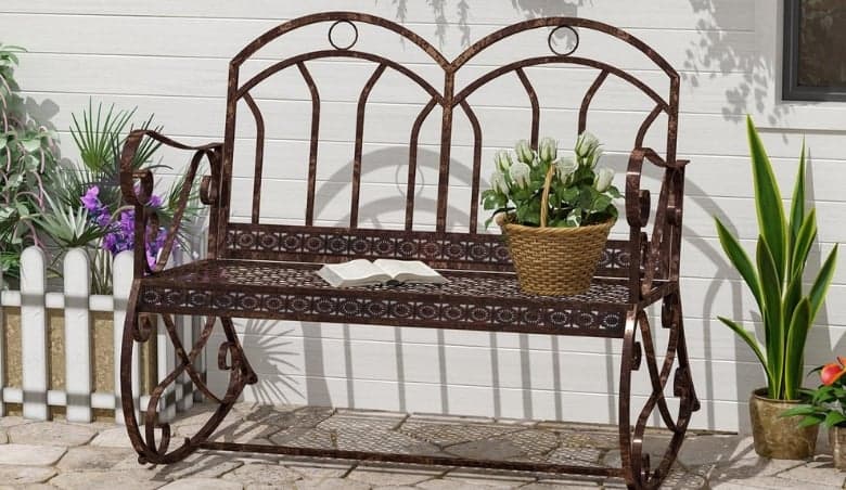 Outsunny Iron Rocking Chair - Bronze_Red By Very