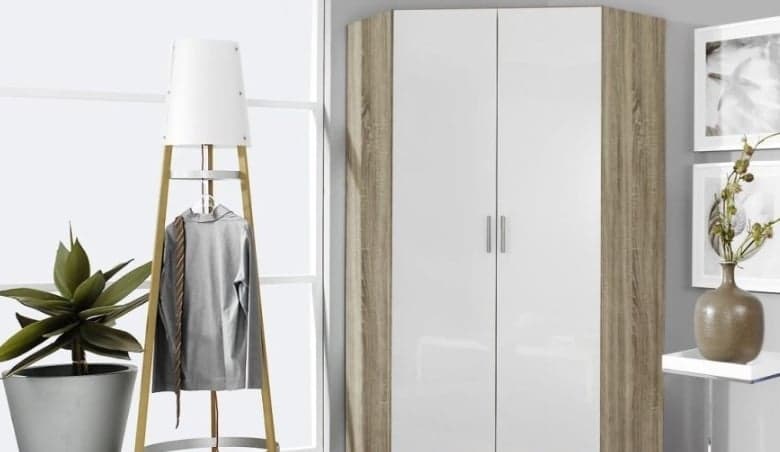 Rauch Celle 2 Mirror Door Corner Wardrobe In Sonoma Oak and High Gloss White - W 117cm By Choice Furniture Superstore