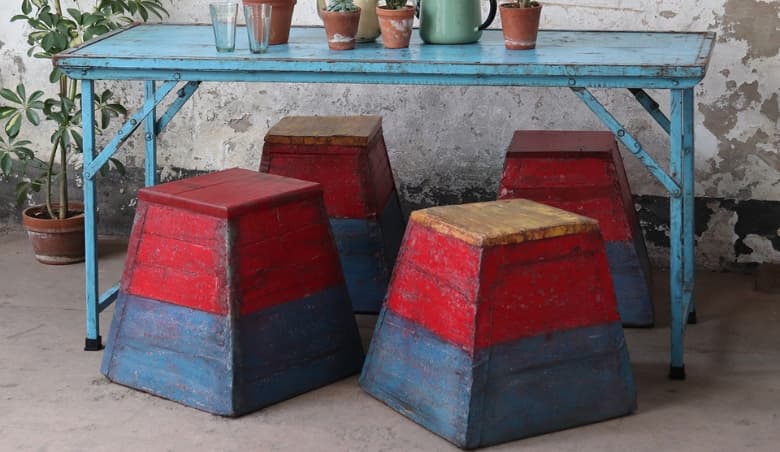 Wooden Vintage Stool by Scaramanga