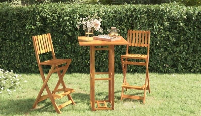 Folding Outdoor Bar Stools 2 pcs Solid Wood Acacia By Debenhams