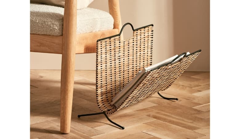 Metal and Rattan Magazine Rack by John Lewis
