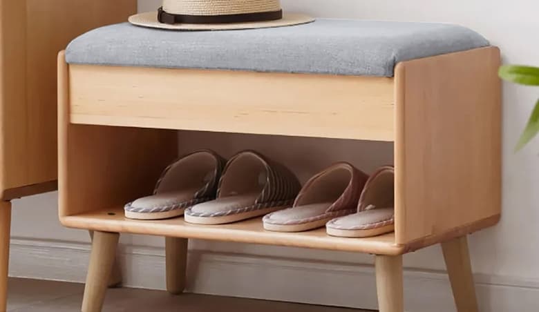 600mm Modern Upholstered Grey Shoe Rack Flip-Top Entryway Bench with Open StoragenBy Homary